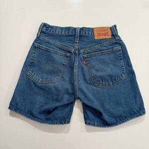 Womens Levi’s 501 Button Fly High Rise Mid Thigh Denim Jean Shorts 24